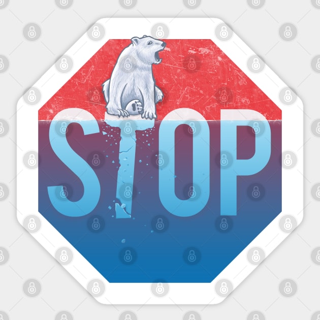 STOP Global Warming Ice Bear Melting Polar Caps Sticker by kgullholmen